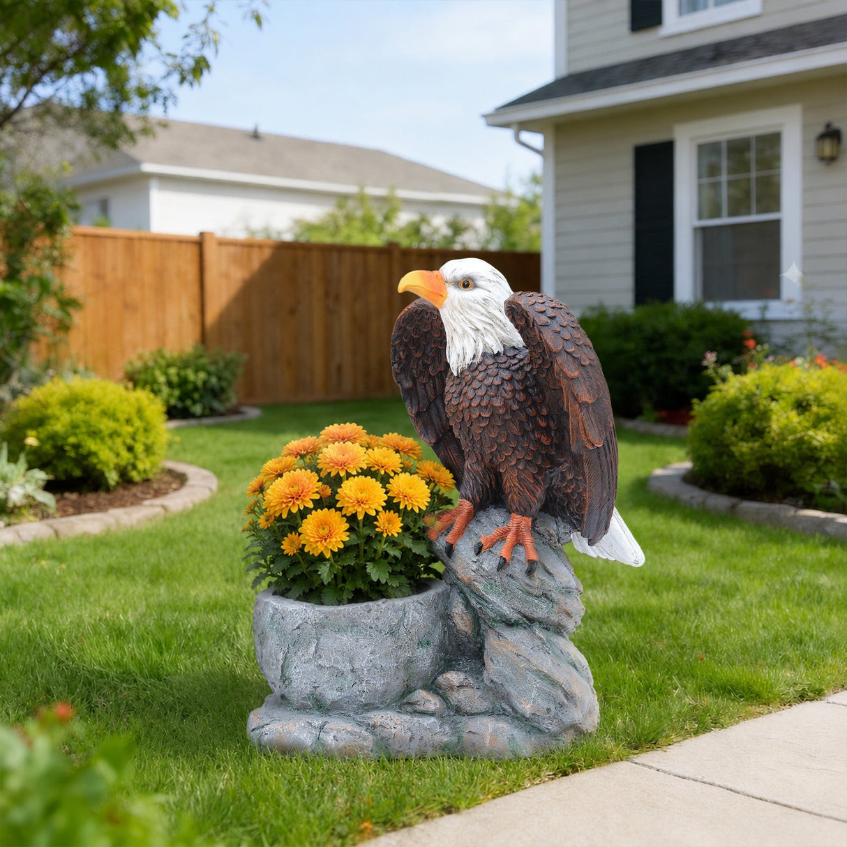 Standing Eagle Statue Garden Planter