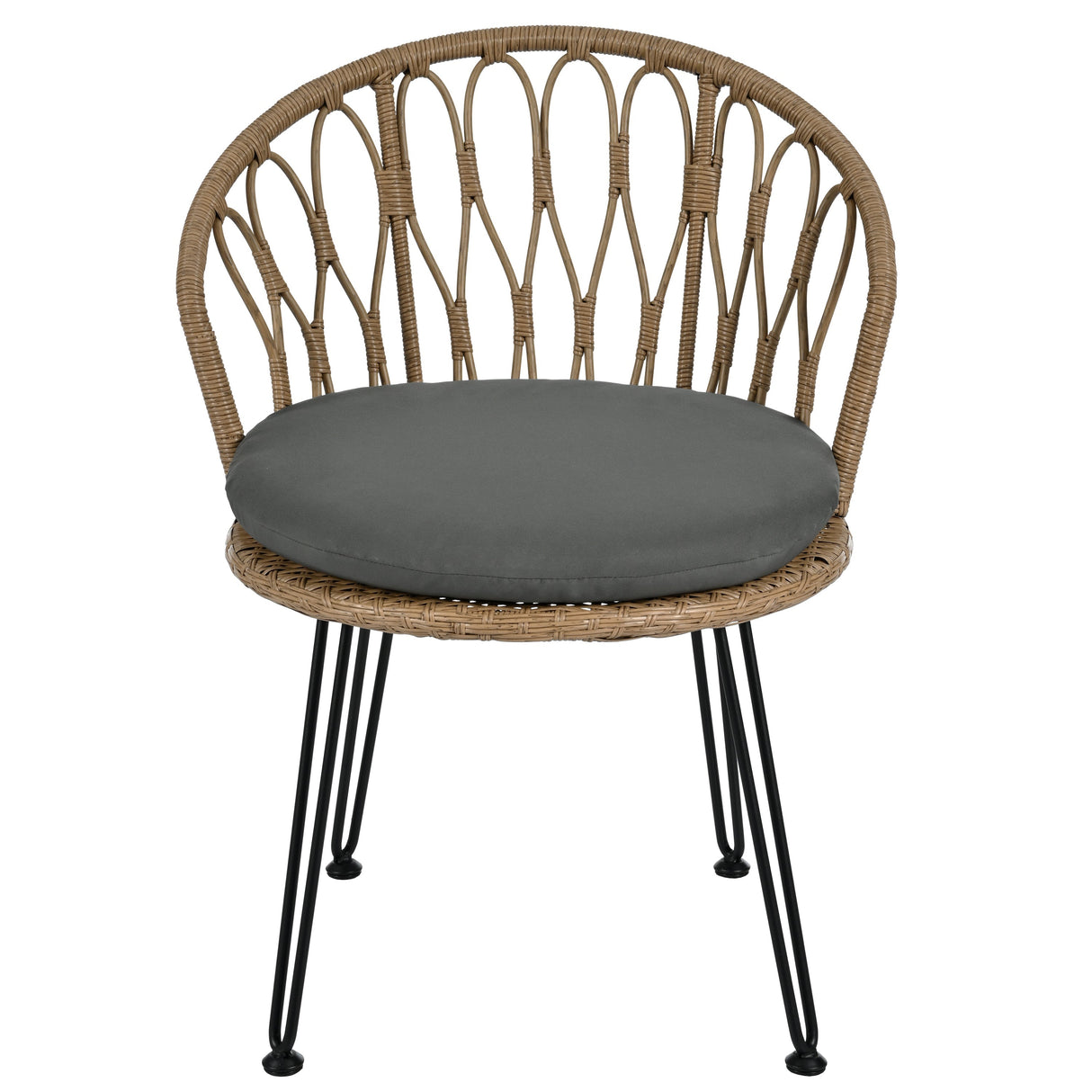 U_STYLE Outdoor Leisure Set with 2 Rattan Chairs & Glass Table
