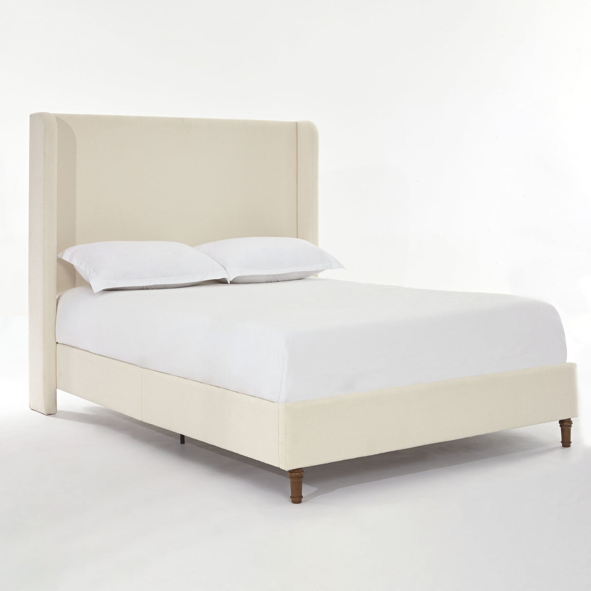 Harper Tall Headboard Upholstered Bed in Ivory Boucle, California King