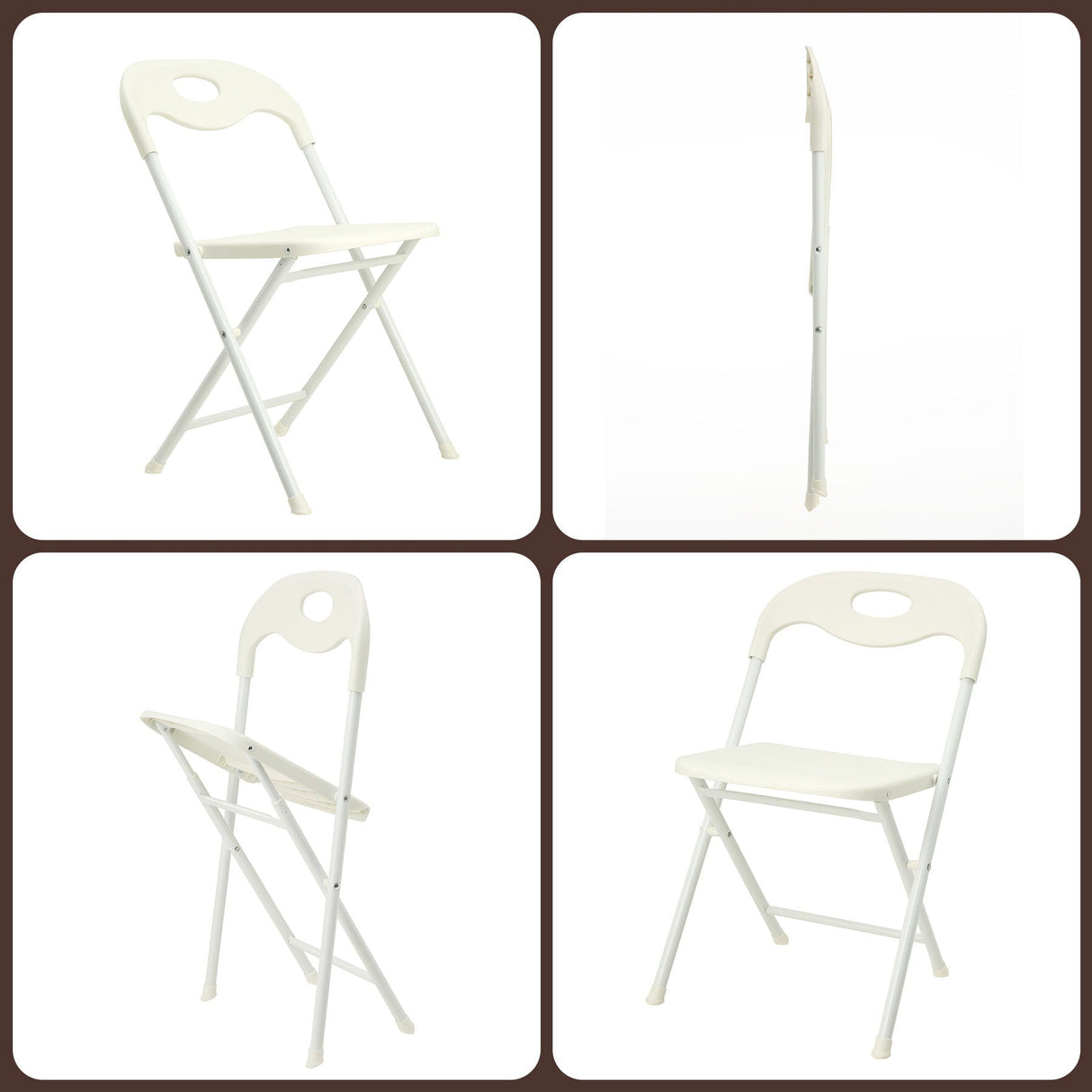 Folding Chairs, Stackable & Waterproof (Set of 4) - White