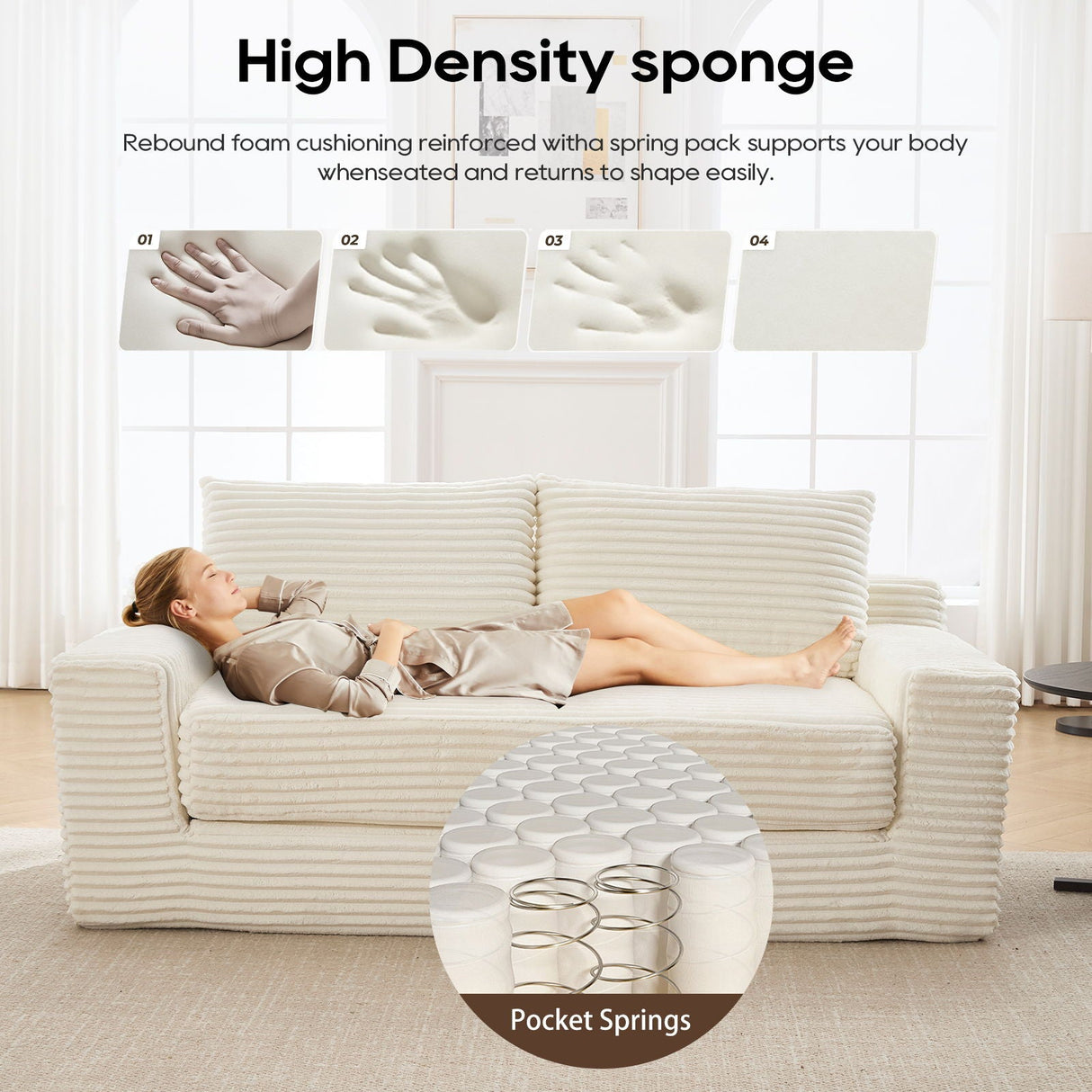 Convertible Loveseat Sofa Bed With Memory Foam & Steel Frame