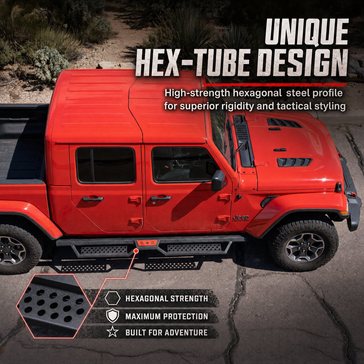 Hexagonal Style Running Boards for Jeep Gladiator JT