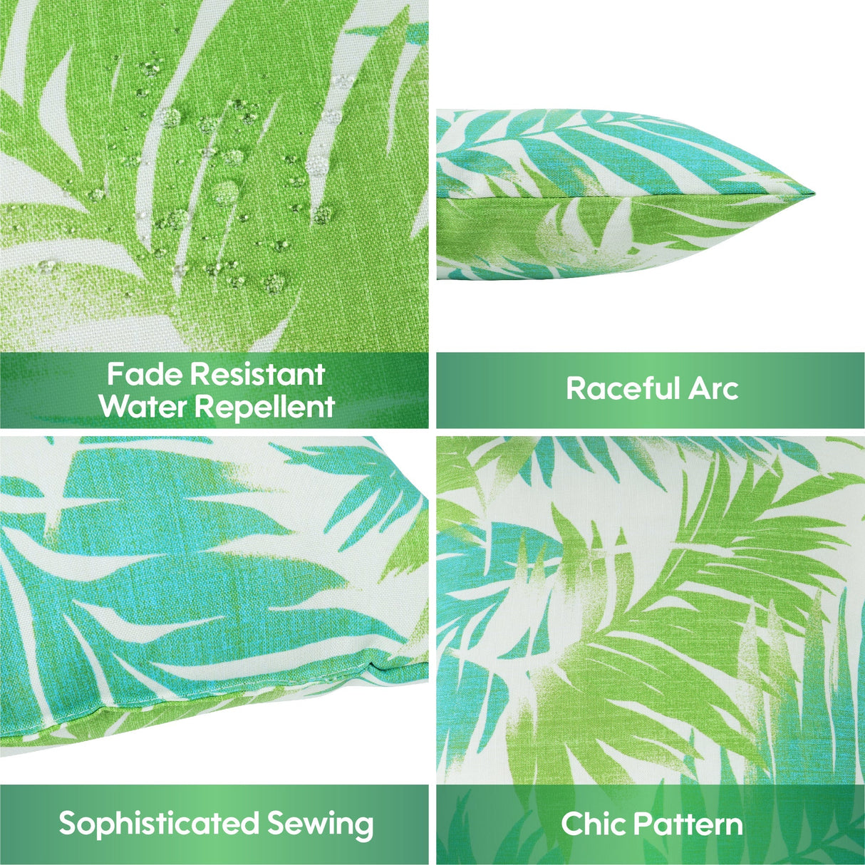 2 Pack Outdoor Throw Pillows, Waterproof & Fade-Resistant Patio Cushions (18x18 Inch, Green)