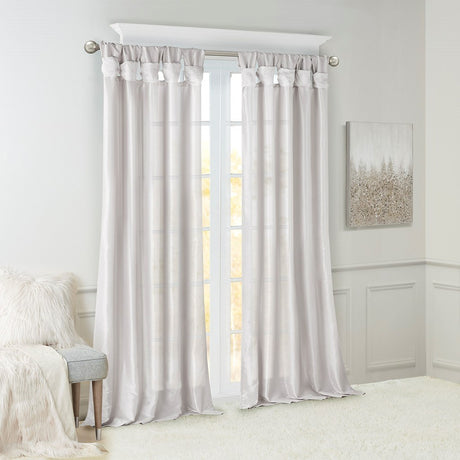 Twist tab lined window curtain panel silver 50x95"