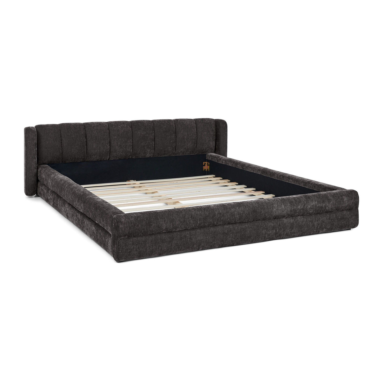 Modern Upholstered Bed Frame With Thick Fabric And Headboard