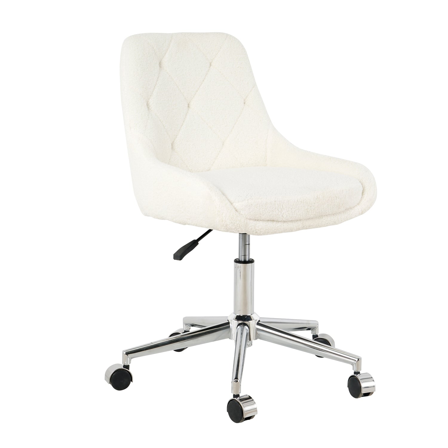 Modern Teddy Fleece Fabric Chair with Chrome Legs, Beige