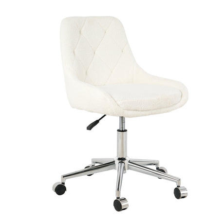 Modern Teddy Fleece Fabric Chair with Chrome Legs, Beige