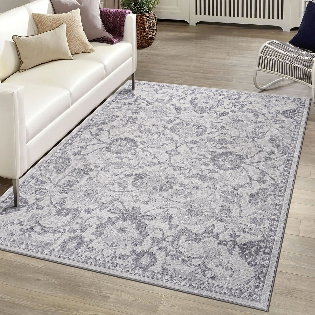5X7-Grey/Silver/Oriental-Non-Shedding-Living-and-Stain-Resistant-Area-Rug-Area-Rugs