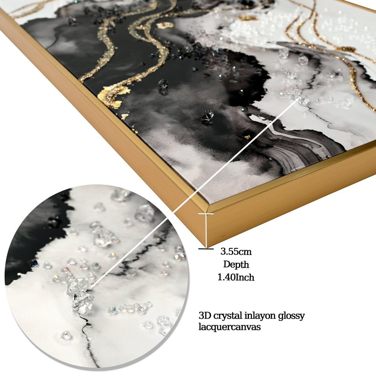 Large Black and White Abstract Wall Art Set of 2