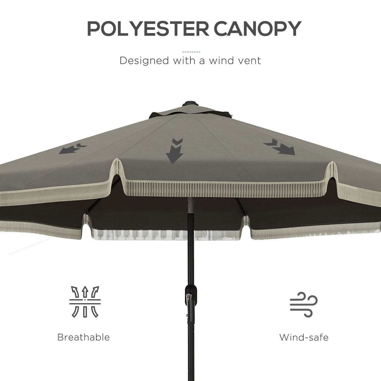 Outsunny 9ft Patio Umbrella with Push Button Tilt and Crank
