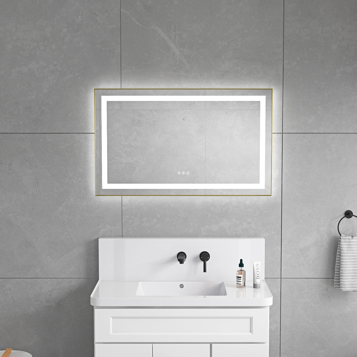 40 x 24 Inch LED Bathroom Mirror With Front And Backlight