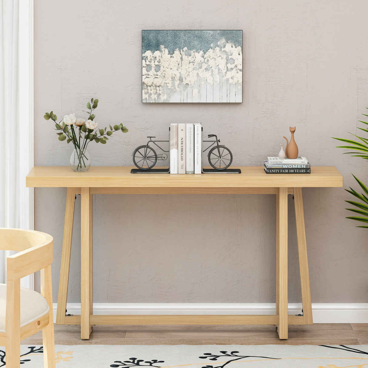 59.84'' Stylish Rectangular Natural Console Table