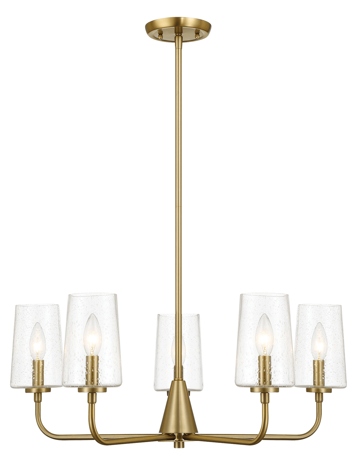 Dazzle Five Lights Chandelier with Clear Seeded Glass - Satin Brass