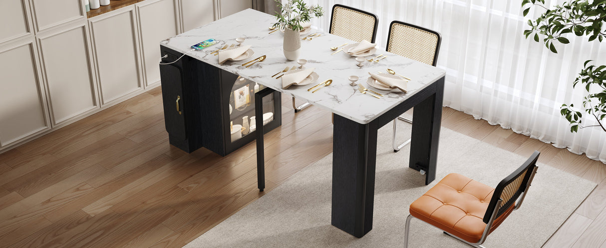 TREXM Extendable Dining Table with 3 Removable Leaves