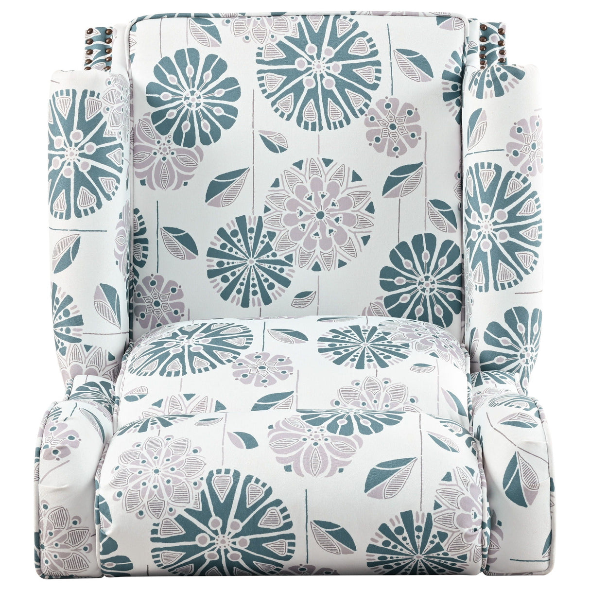 Push Back Recliner Chair Upholstered Recliner Armchair With Classic Wing Back And Solid Gourd-Shaped Legs