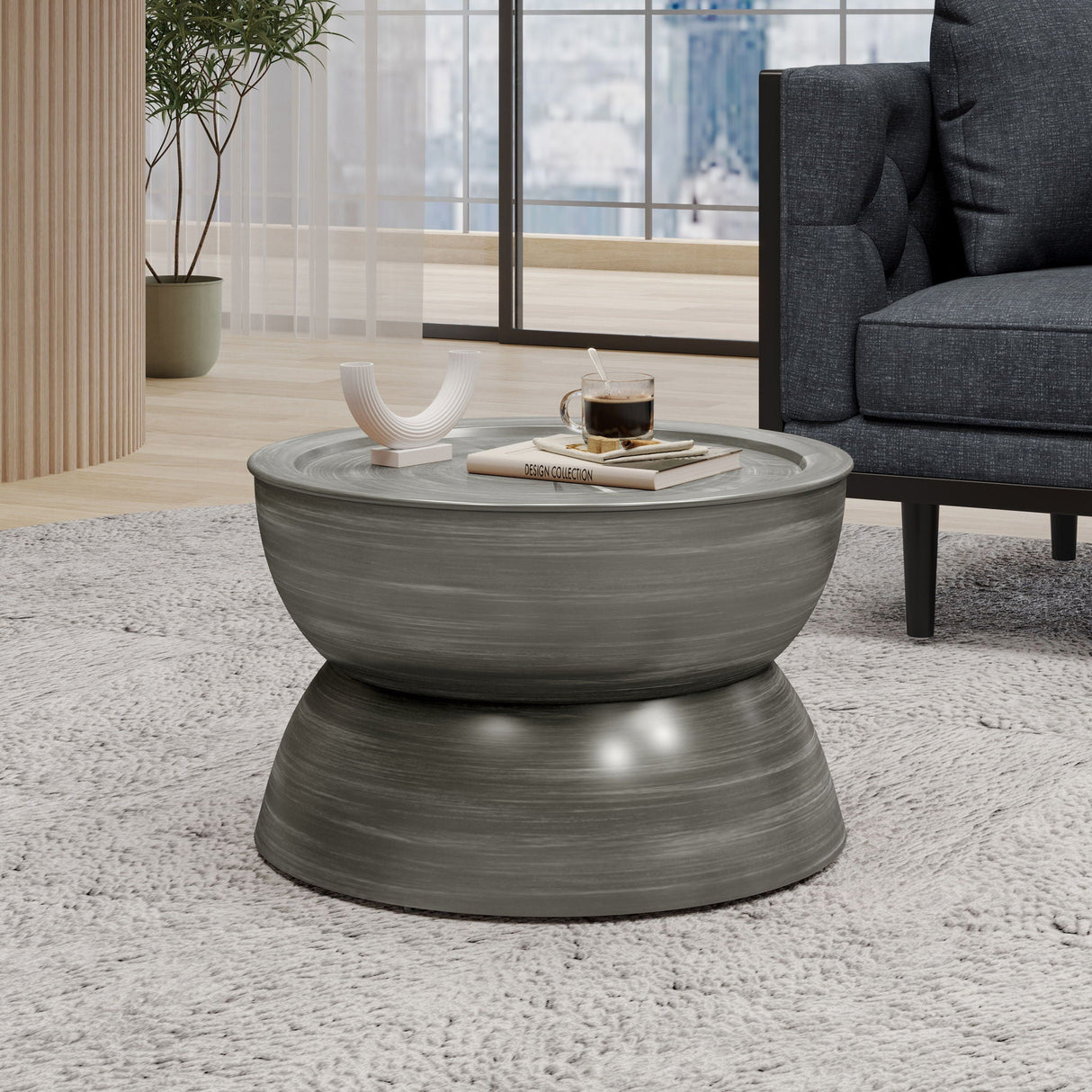 Sparling Modern Iron Hourglass Coffee Table