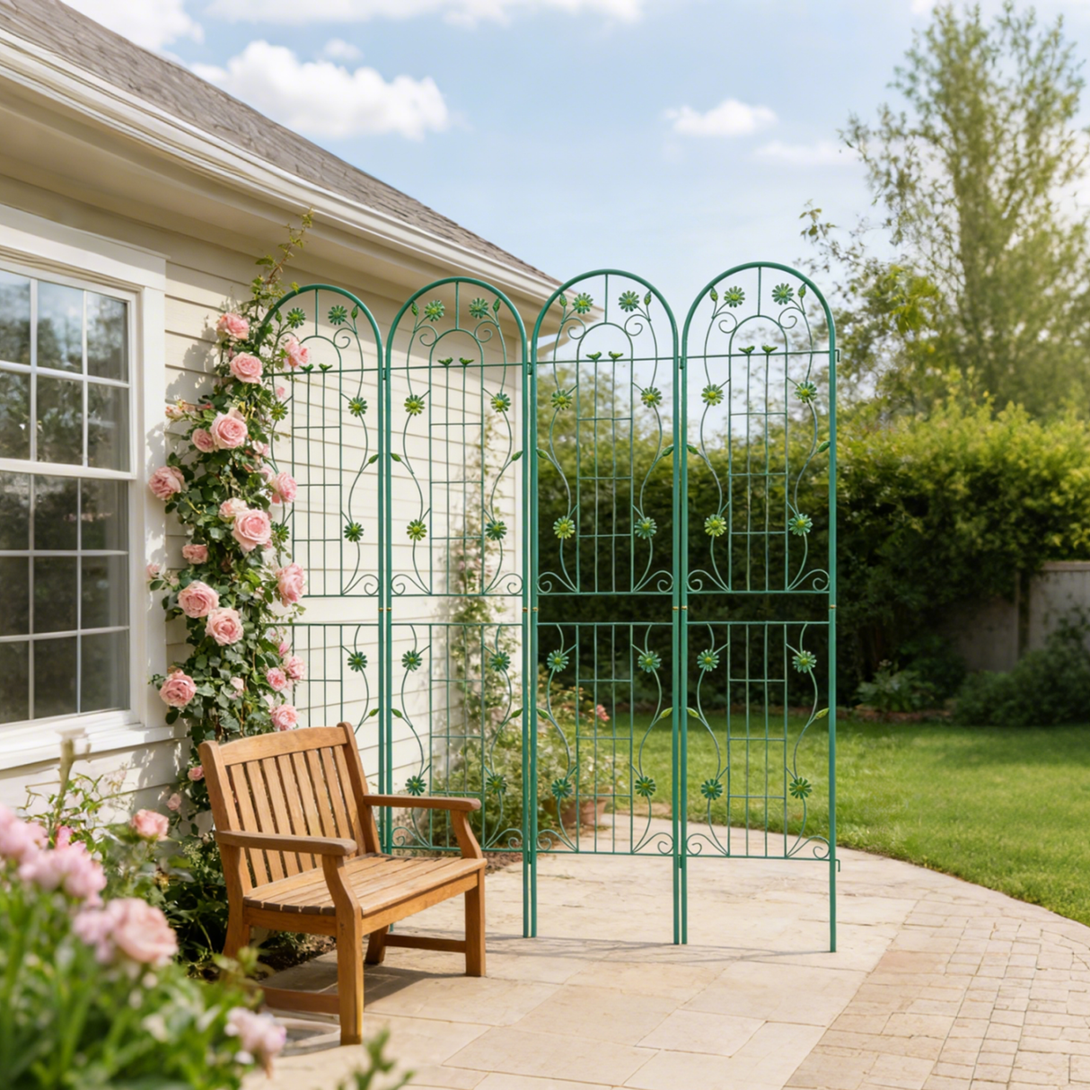 4 Pack Metal Garden Trellis 86.7'' x 19.7'' Rustproof Trellis for Climbing Plants