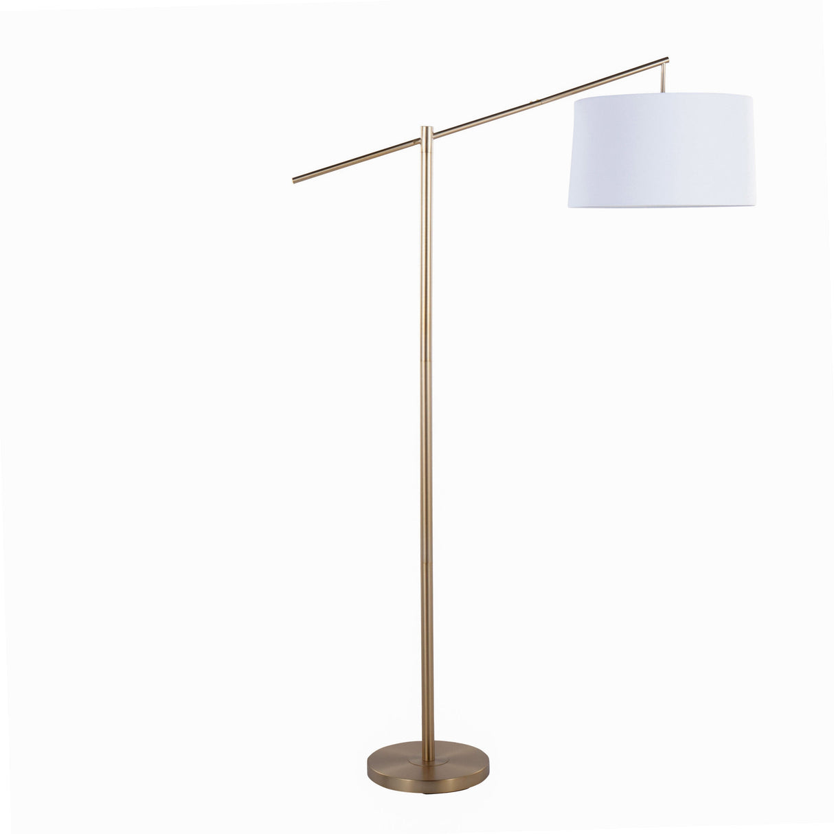 Casper 69' Contemporary Metal Floor Lamp in Gold Metal with Off-White Linen Shade
