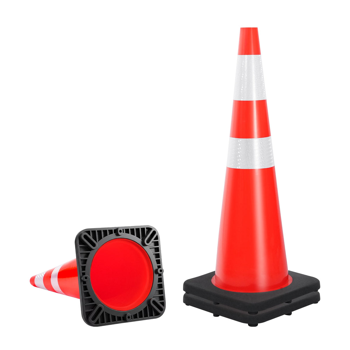 36" Heavy-Duty Traffic Cones with High-Visibility Reflective Collars - 4 Pack