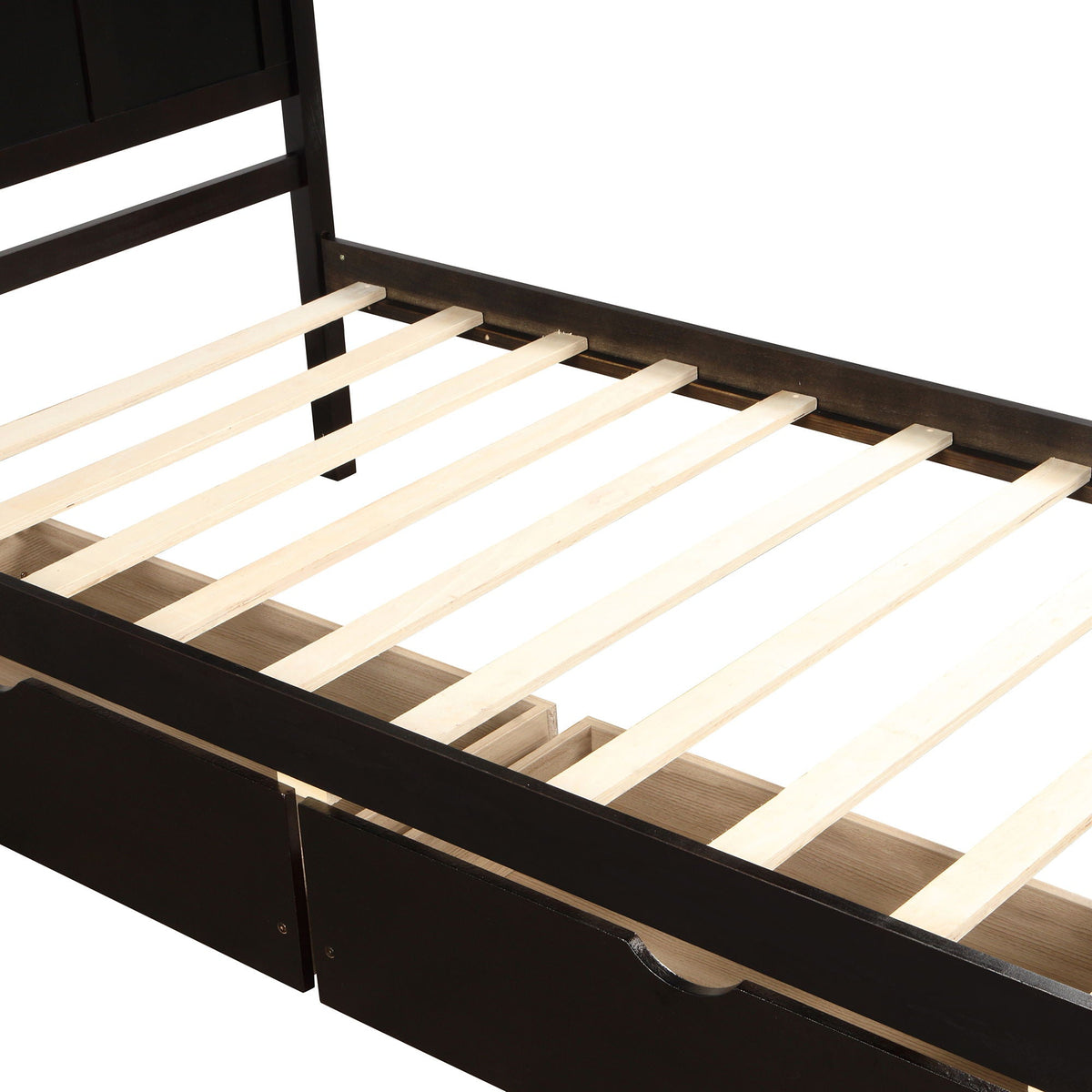 Platform Storage Bed With 2 Wheel Base Drawers