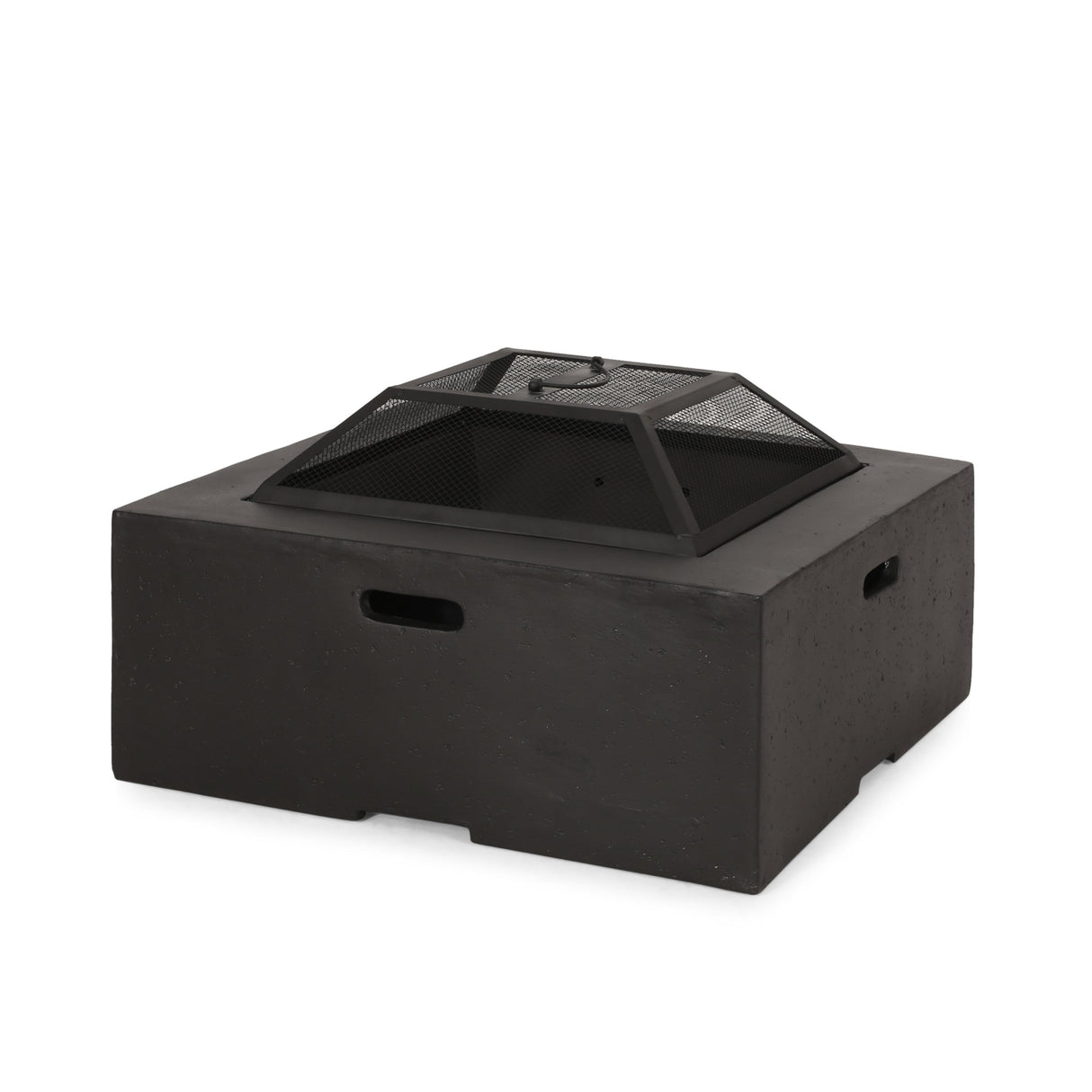 Outdoor 29' Square MgO Wood-Burning Fire Pit, Dark Gray