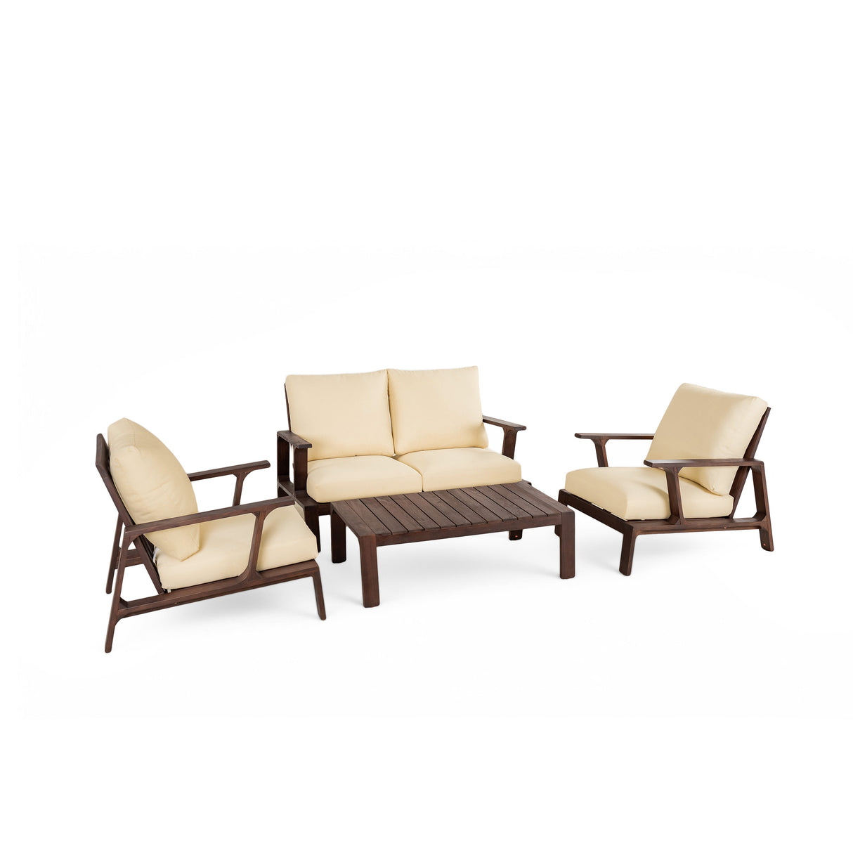 4-Piece Outdoor Sofa Set with Cushions and Coffee Table