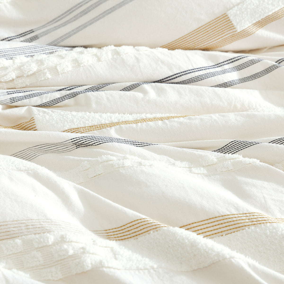 Ivory Cotton Comforter Cover Set with Decorative Pillows - King