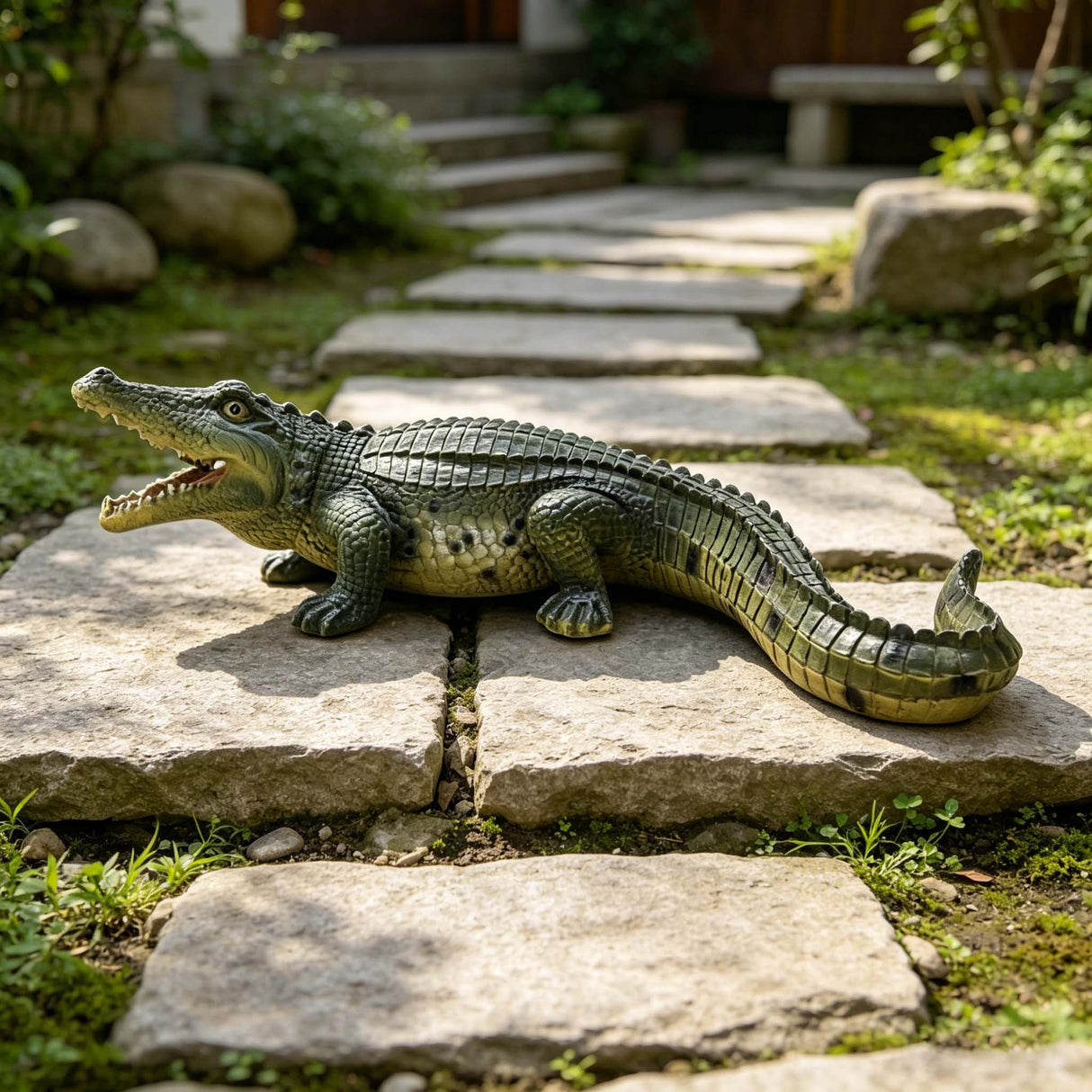23" Simulated Crocodile Garden Statue