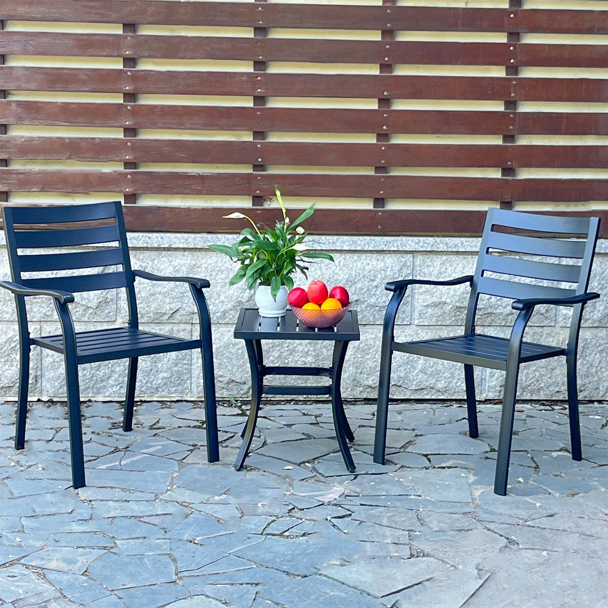 VRSHWO Iron Terrace Dining Chairs Set of 2 - Black