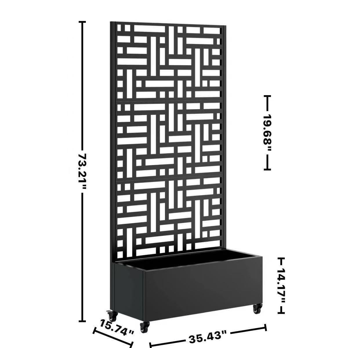 Metal Planter Box with Trellis, 73" x 35" x 16" Raised Garden Bed