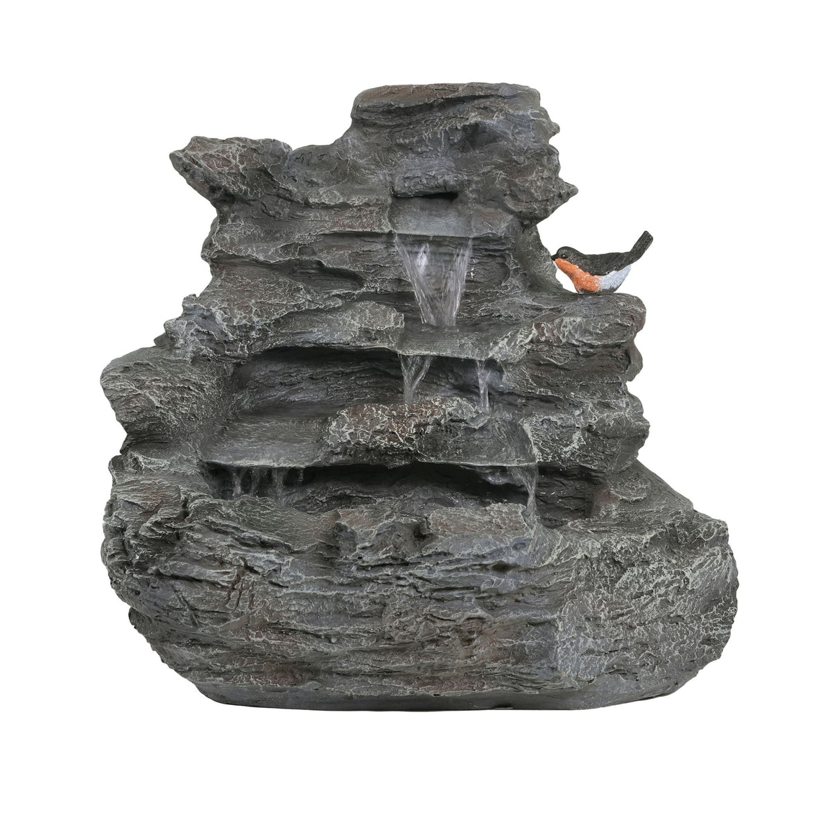 Concrete Rock Waterfall Fountain with LED Lights - Dark Gray