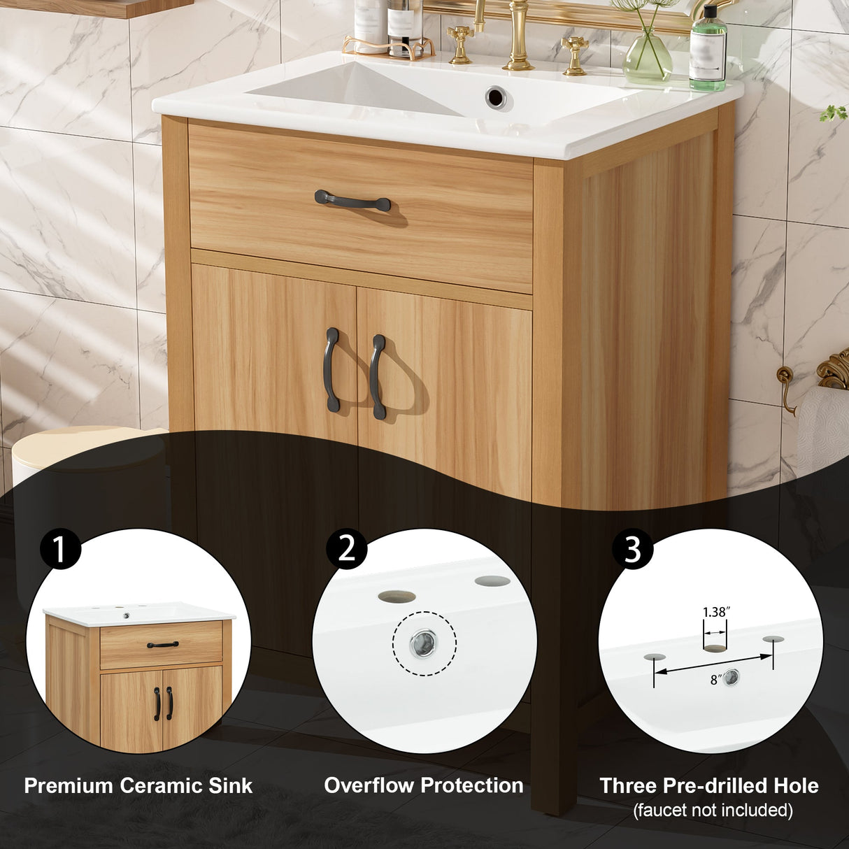48" Bathroom Vanity with Solid Wood Frame