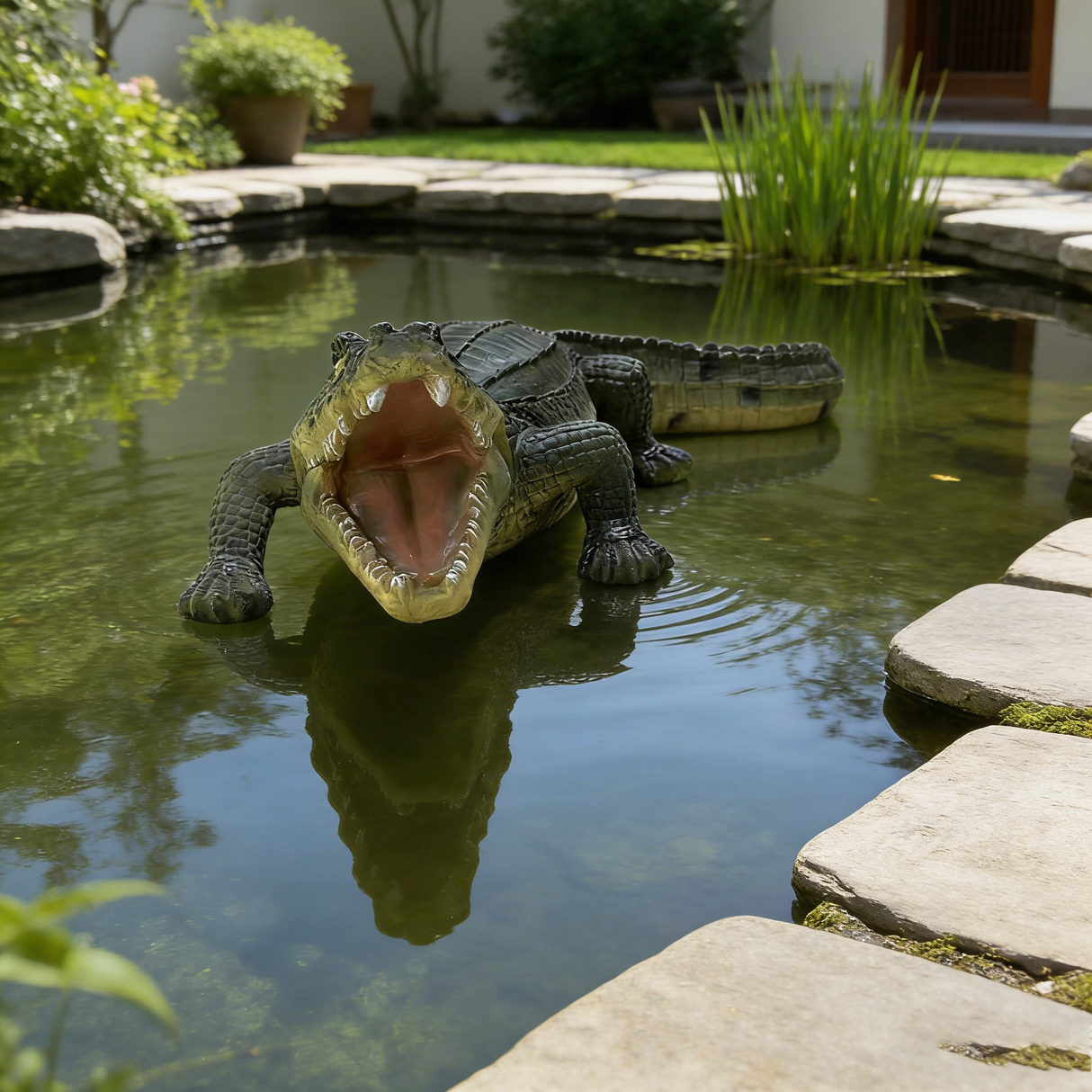 23' Simulated Crocodile Garden Statue, Resin Animal Ornament