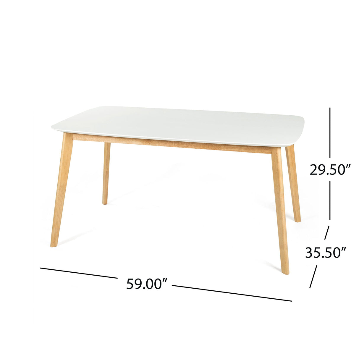 Dining Table With Splayed Rubberwood Legs & Faux Wood Tabletop
