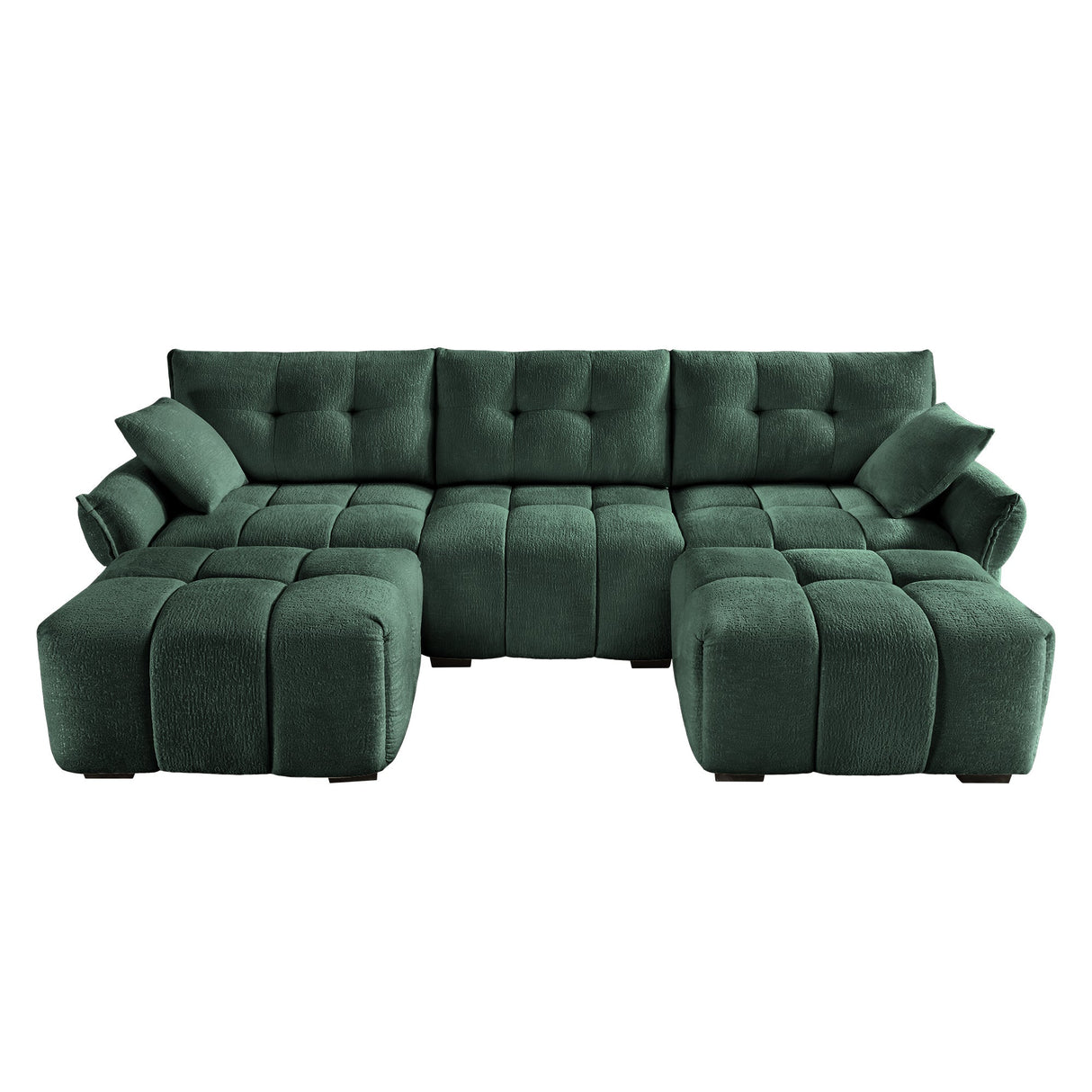 3 Seater Sofa Set With Ottoman And Throw Pillows