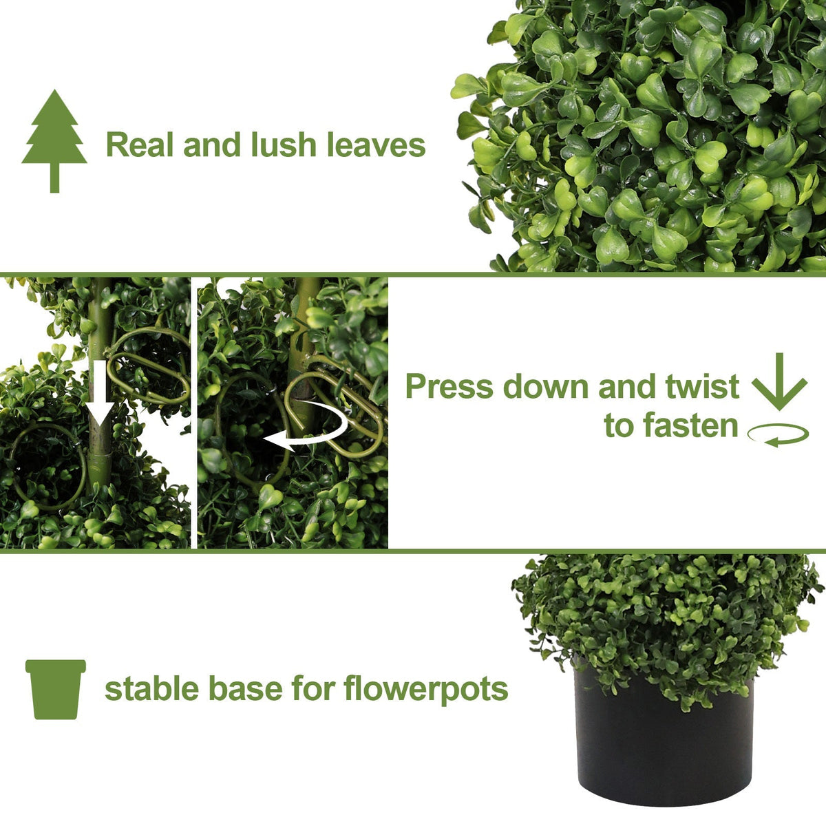 7FT Spiral Topiary Trees with Realistic Faux Boxwood - Green