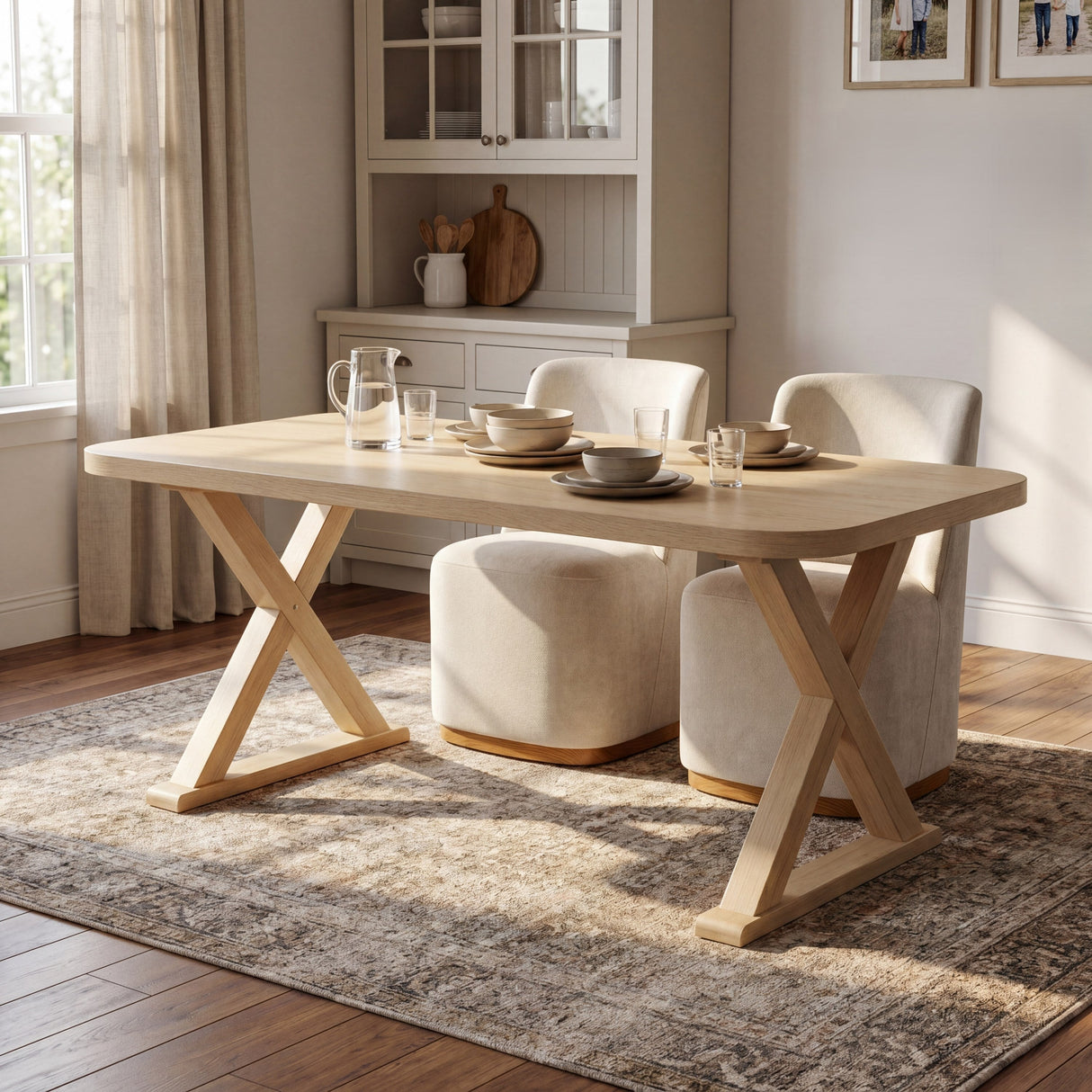 Natural Oak Veneer Dining Table