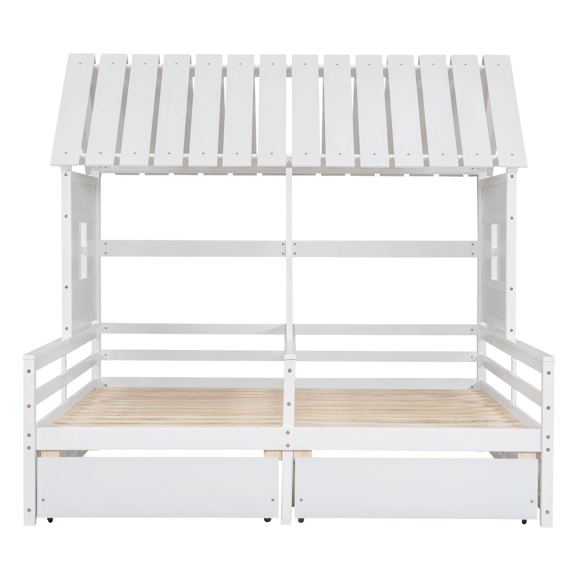 House Platform Beds With 2 Drawers, Side By Side Design