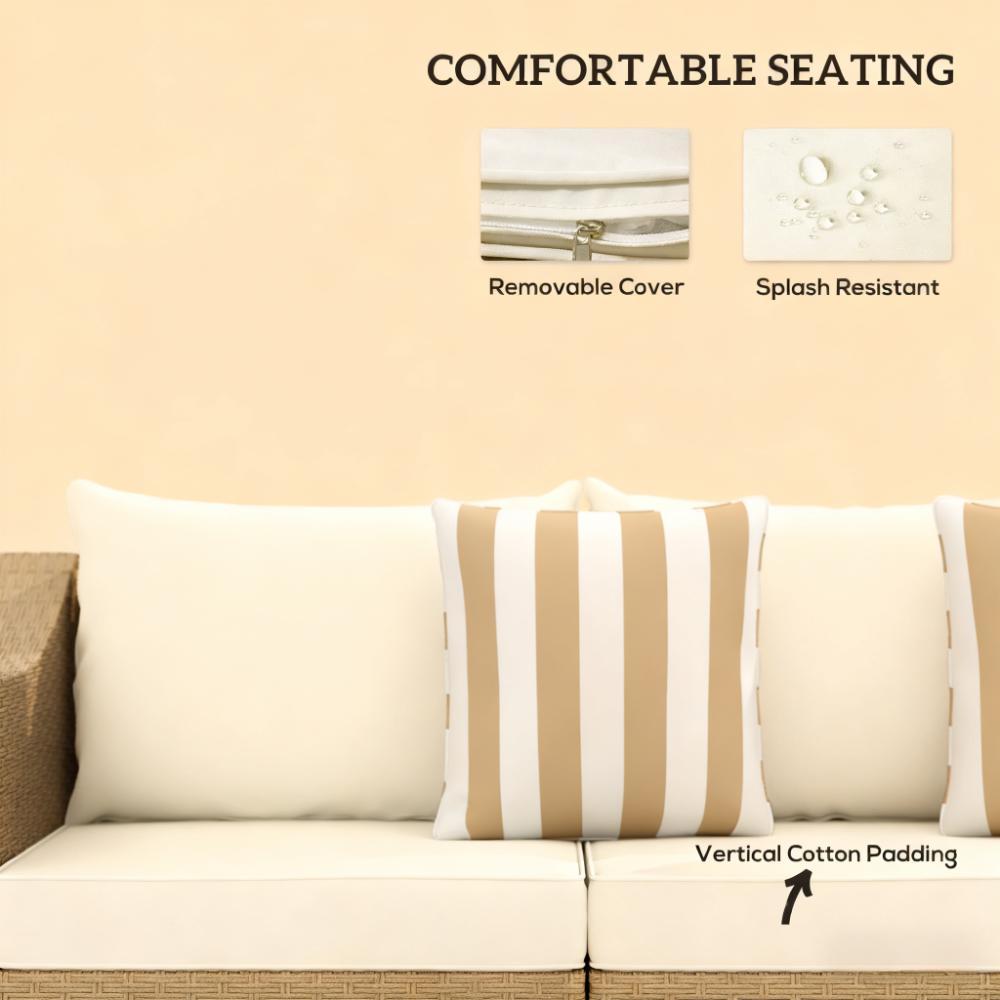 Outdoor Furniture Rattan Sofa with Cushions and Throw Pillows