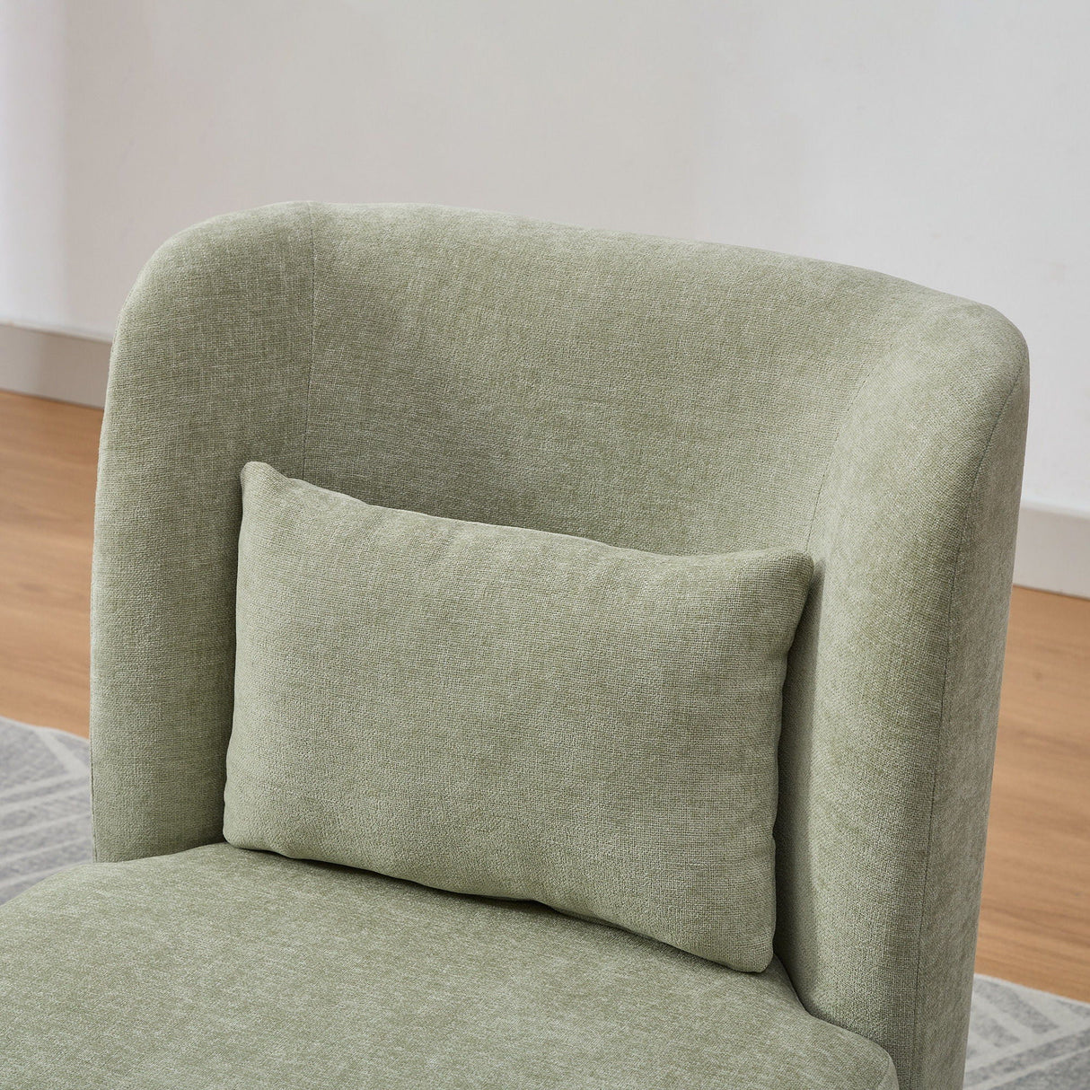 Wide Modern Cushioned Armless Metal Base 360° Swivel Chair With Pillow