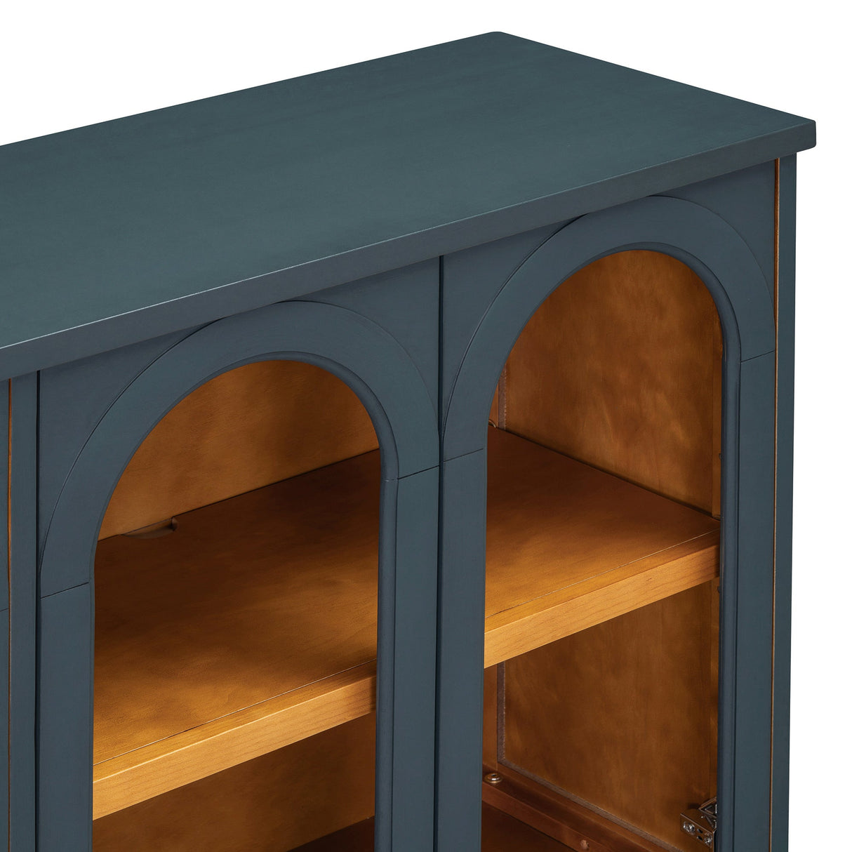 Arched Storage Cabinet with Glass Doors