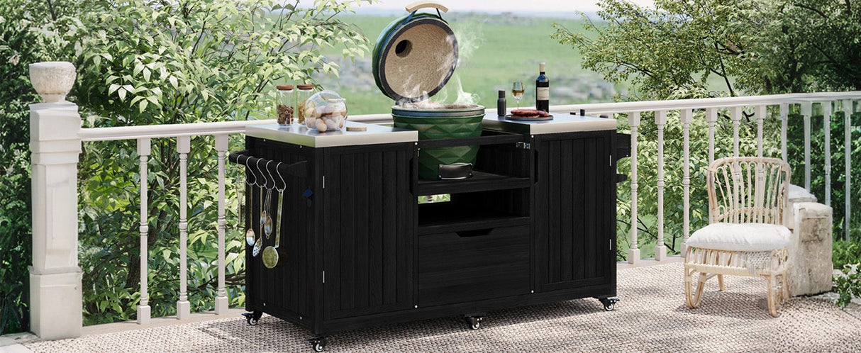 K&K 66.5' Outdoor Kitchen Island for Big Green Egg Grills