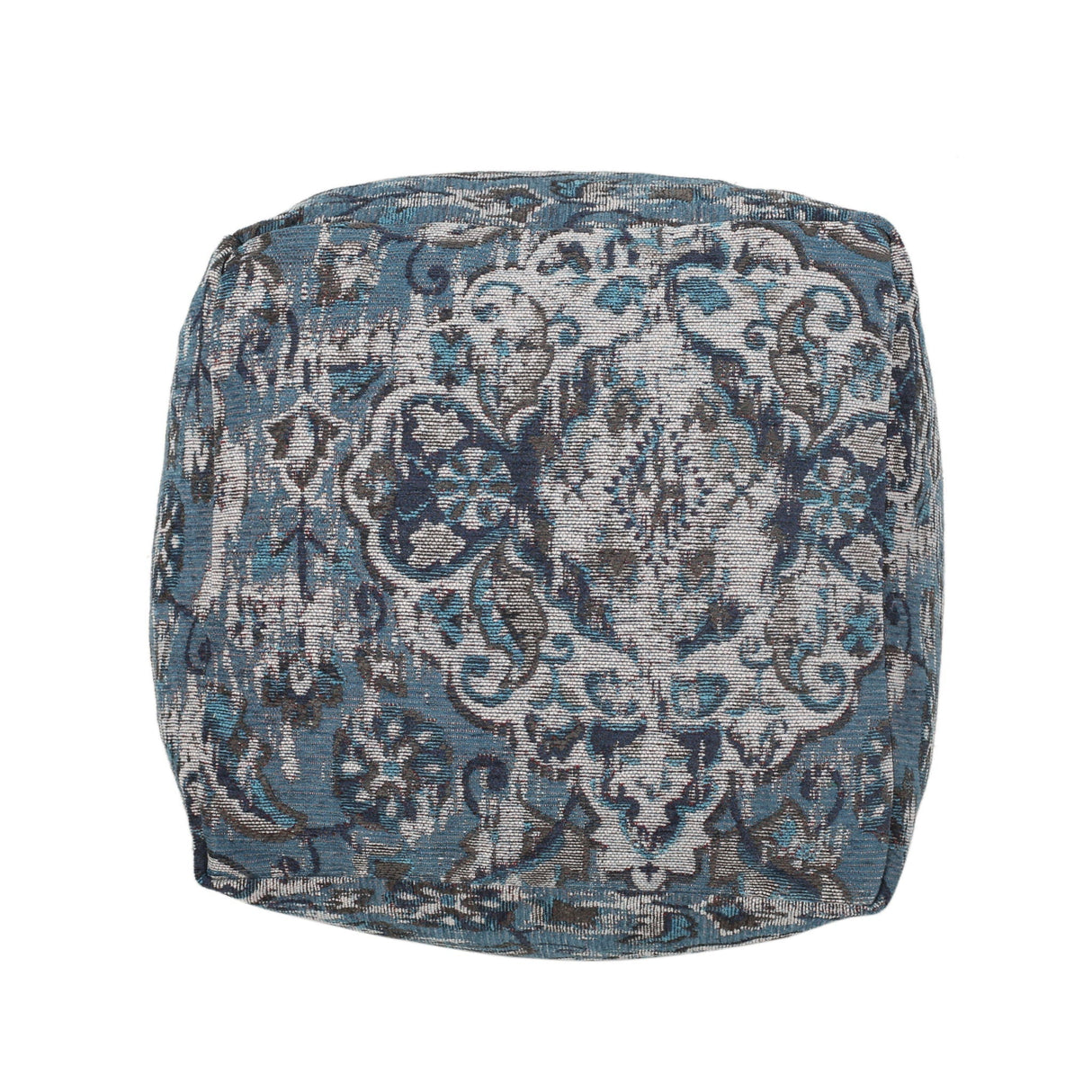 Anita Square Pouf Ottoman and Floor Cushion - Blue