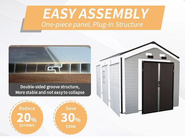 8x14 Ft Outdoor Resin Storage Shed with Windows