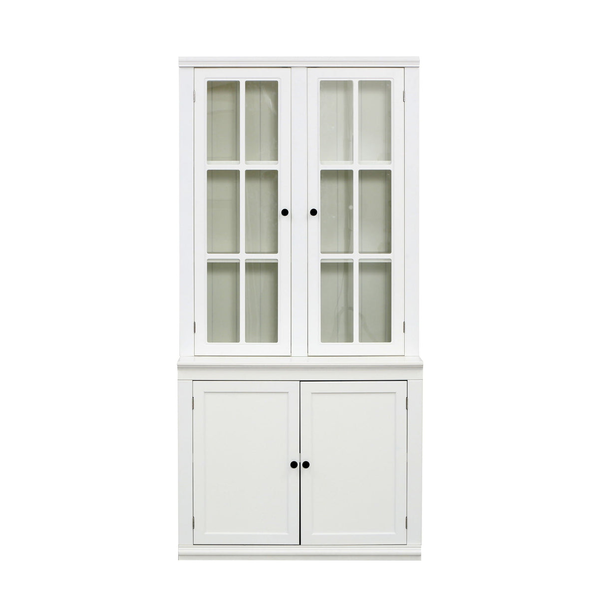 Retro Style Hutch Cabinet With Glass Door, China Cabinet For Home