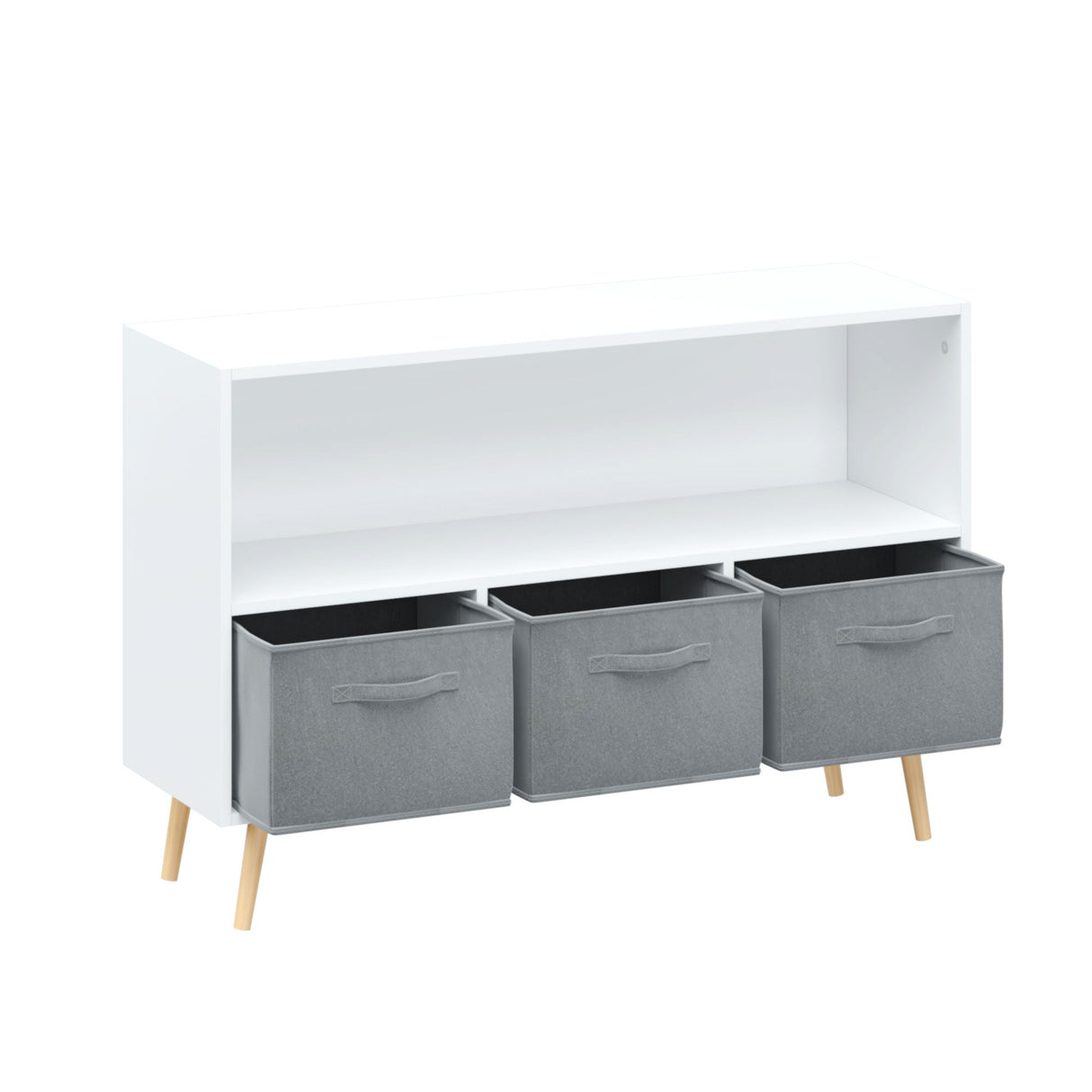 Bookcase With Collapsible Drawers, Book Display Organizer