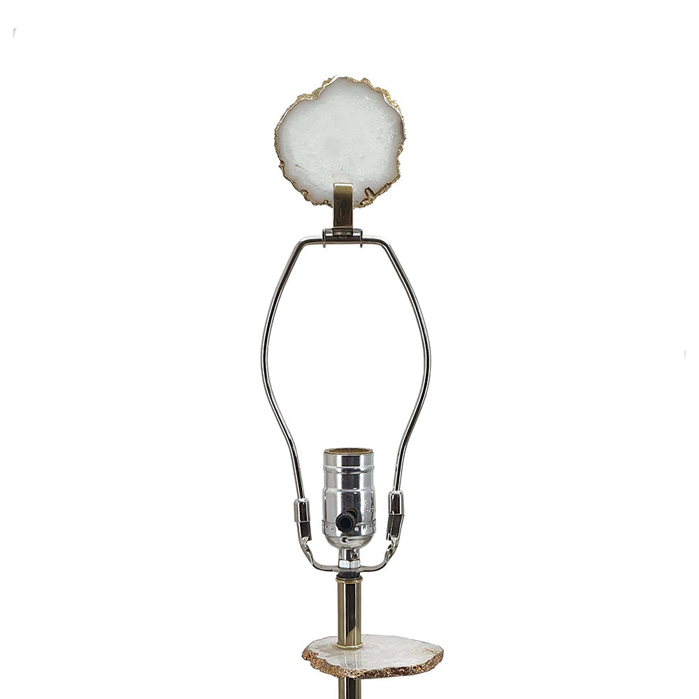 Smoke Agate-Slice Table Lamp with Marble Base