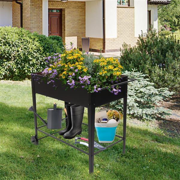 Mobile Metal Raised Garden Bed Cart with Legs