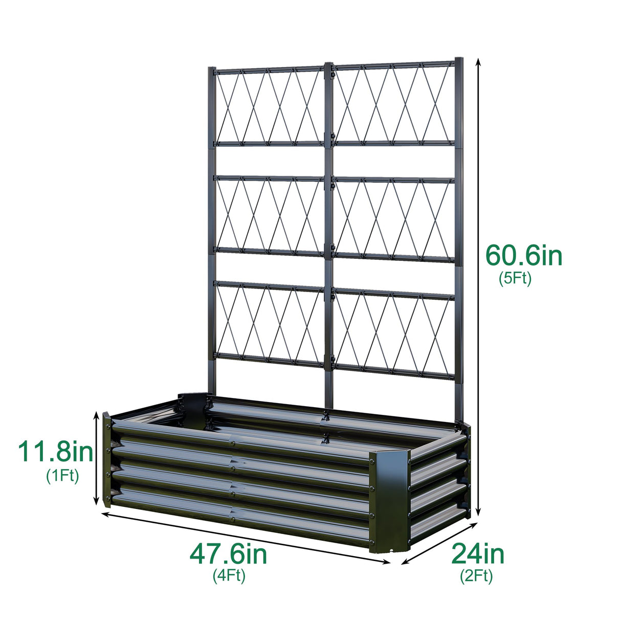 Galvanized Raised Garden Bed with Arch Trellis