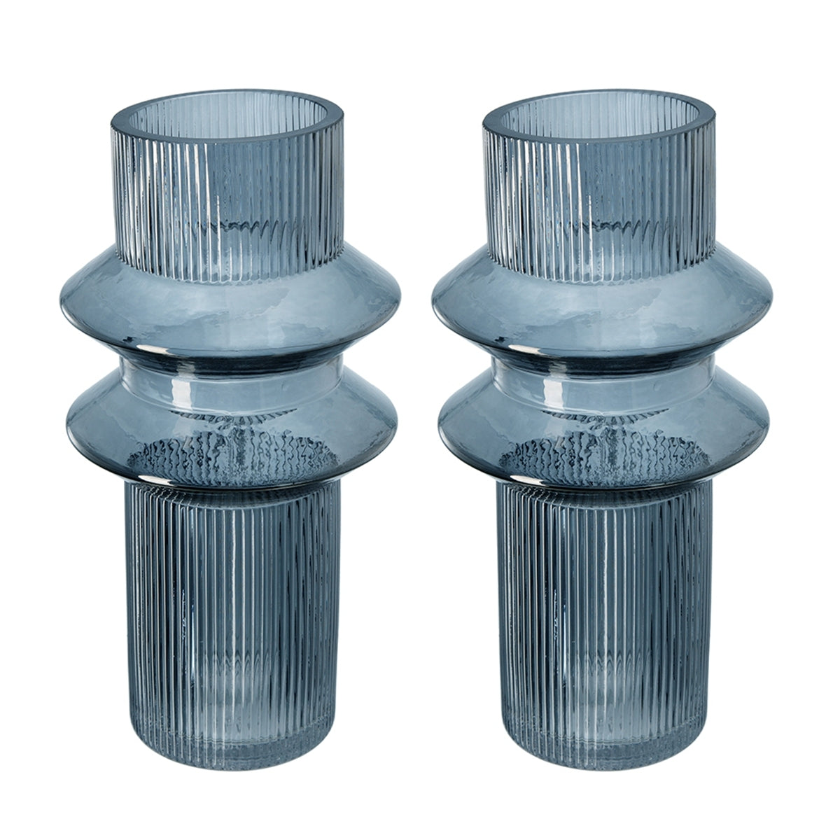 D5.9x11.8'H Fluted Accent Vases with Ribbed Design, Set of 2